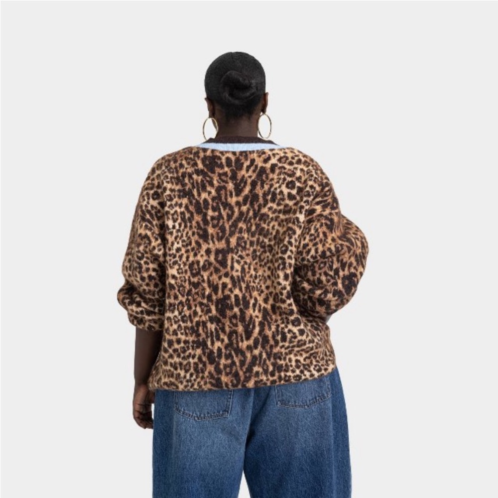⚡️sale⚡️NWT NWT KBB by KAHLANA Women's 'The Slouchy Cardigan' in Tan leopard- 2X - Picture 2 of 3